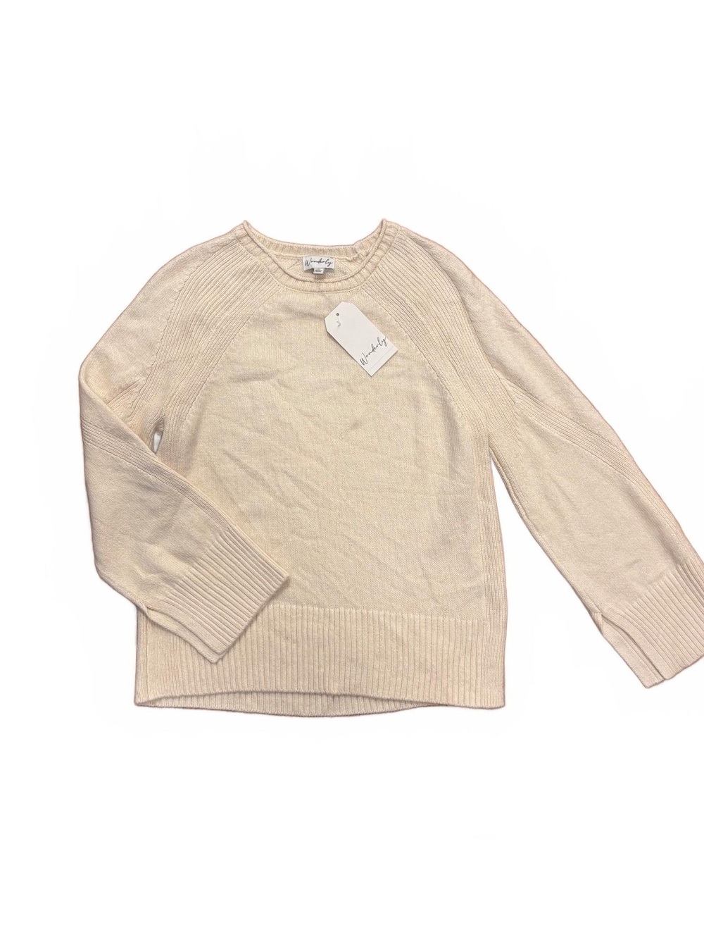 Wonderly Medium Hemp Beige Sweater with Ribbed Cuffs and Hem